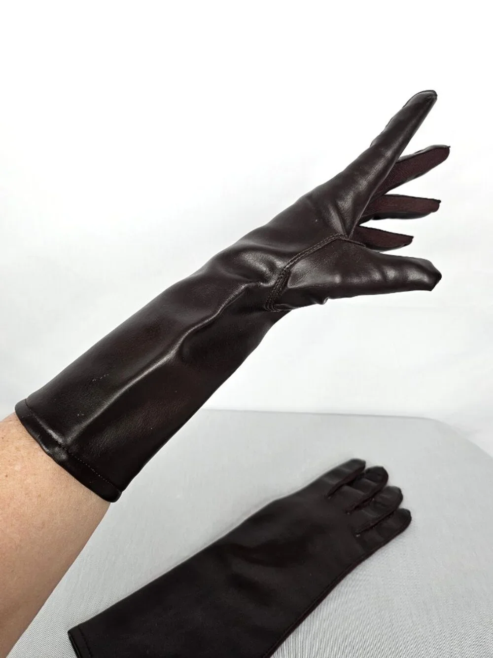 Vintage Opera Length Brown Gloves I Made in Japan I Women's Size S/M